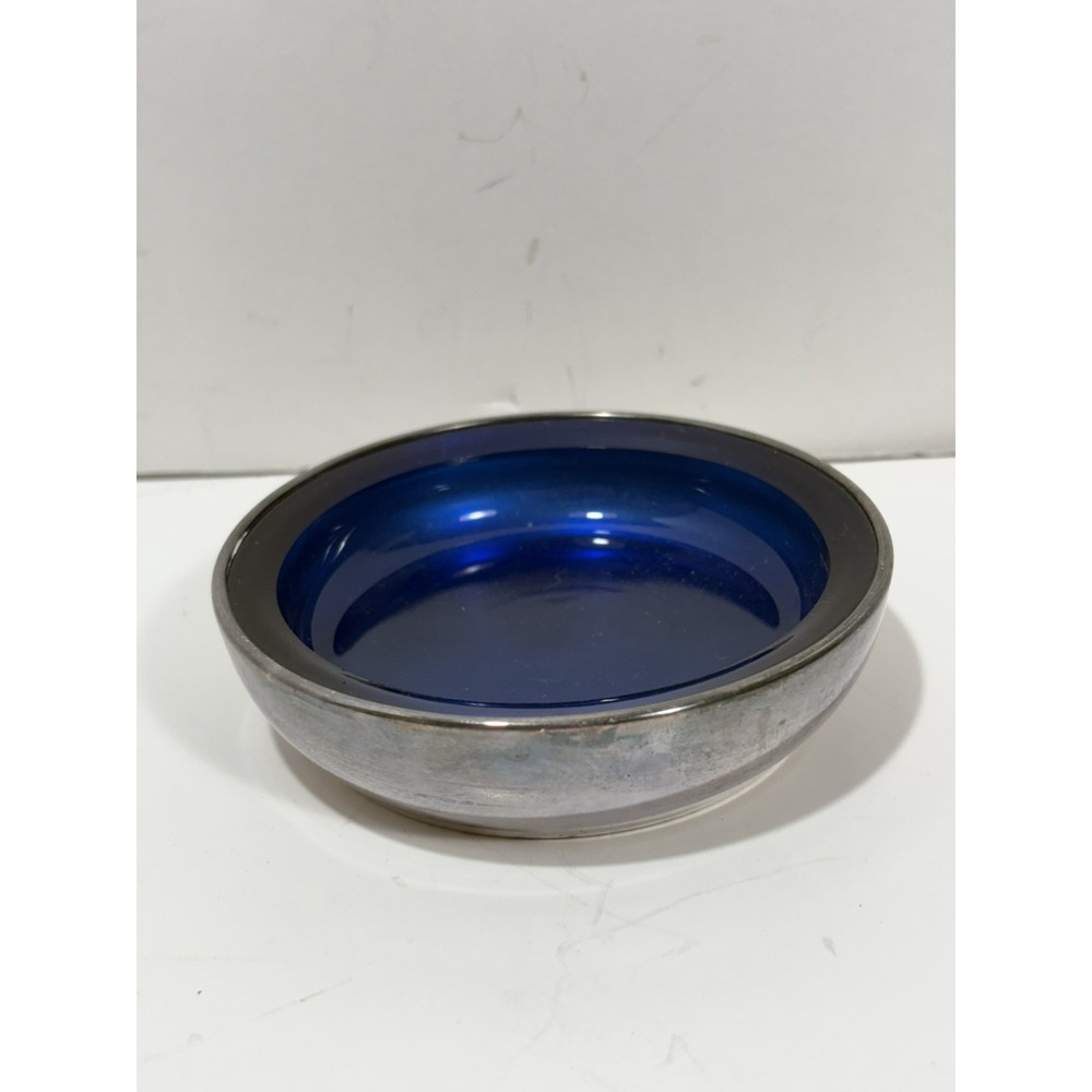 F.B. Rogers Silver Co. #775 cobalt blue glass bowl Candy‎ Dish Vintage MCM Decor